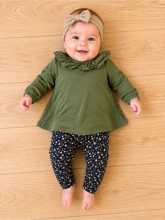 Carter's Other - Carter’s 2-Piece Outfit Set 6M Olive Green Top & Floral Leggings
